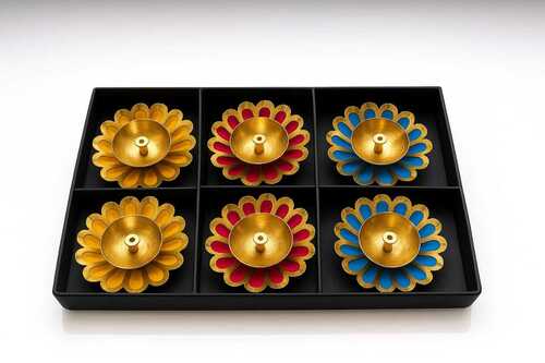 Round Colourful Diya Set of 6