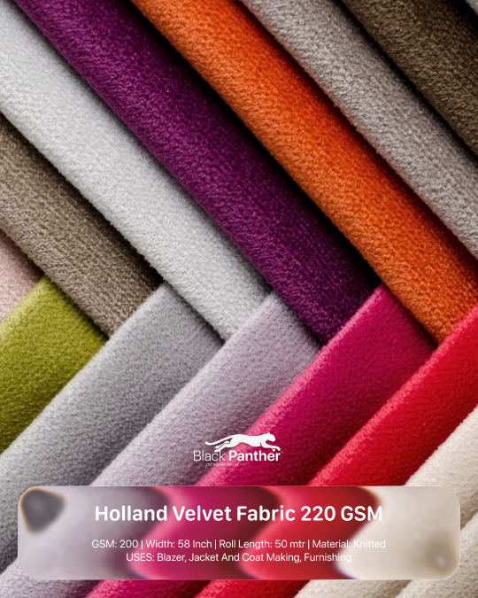 Multi colour Knitted Holland Velvet Fabric