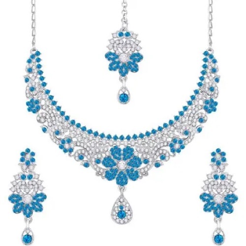 Alloy Rhodium Necklace And Earring Set