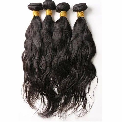 Wavy Human Hair - Standard Size, Black, Plain Pattern | Low Maintenance, Multi-Use for Women and Girls