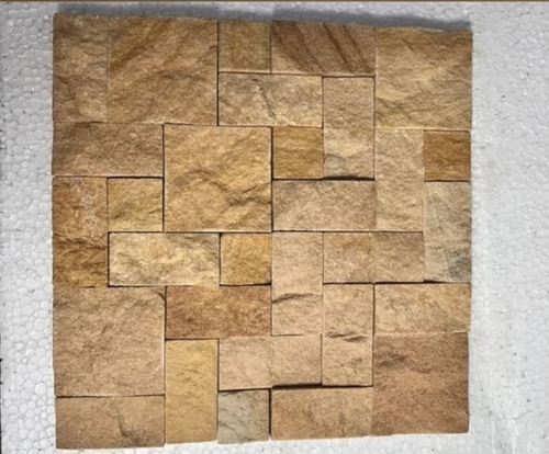 15mm Teak Wood Rockface Sandstone Wall Tile