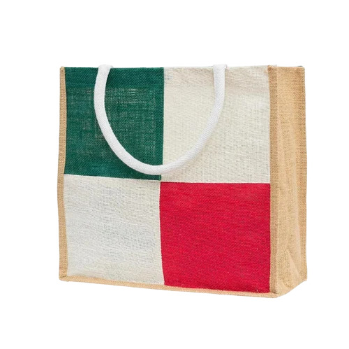 Block Design Jute Tote Bag