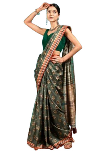 Elegant Forest Green Handloom Banarasi Silk Saree