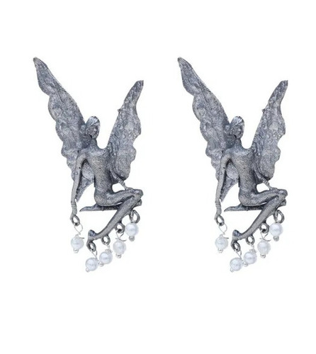 German Silver Angel Pearl Earrings