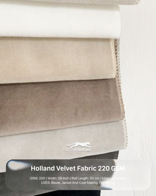 Holland Velvet Fabric 220 Gsm 58 Inch Width - Weave Style: Plain