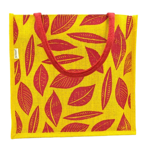 Leaf Print Jute Bag