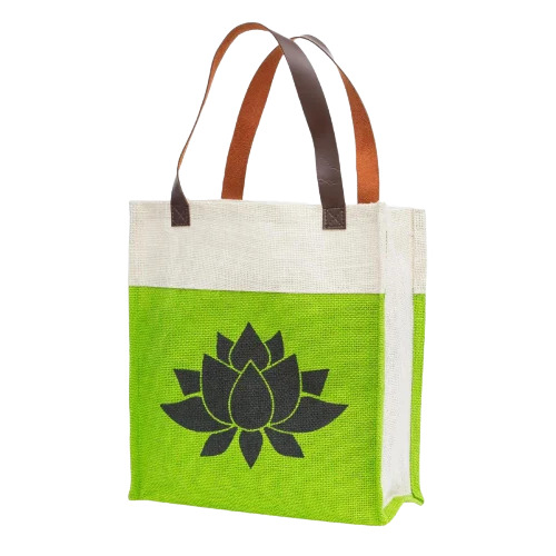 Lotus Print Jute Bag
