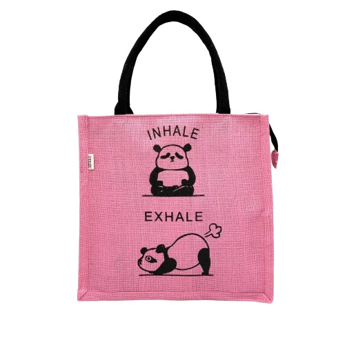 Panda Design Print Jute Bag