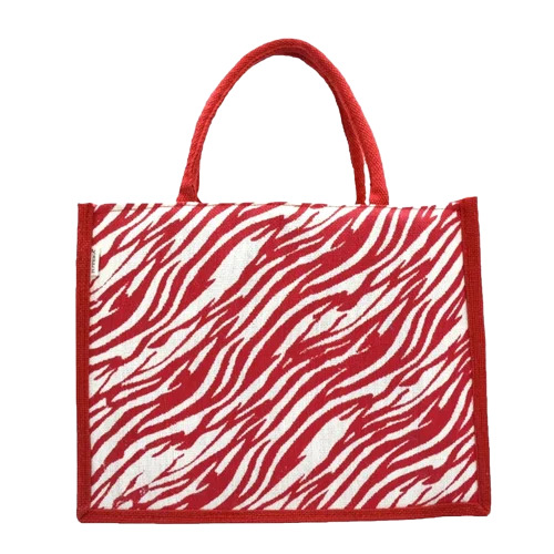Red Print Jute Bag