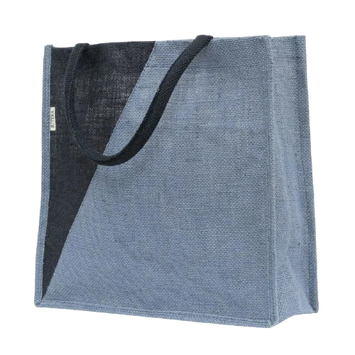 Blue Plain Jute Tote Bag