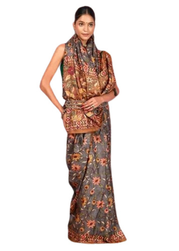 Elegant Floral Printed Banarasi Silk Saree