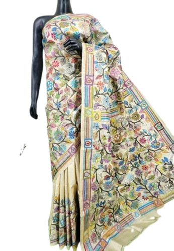 Tussar Kantha Stitch Saree By Bengal Art Work