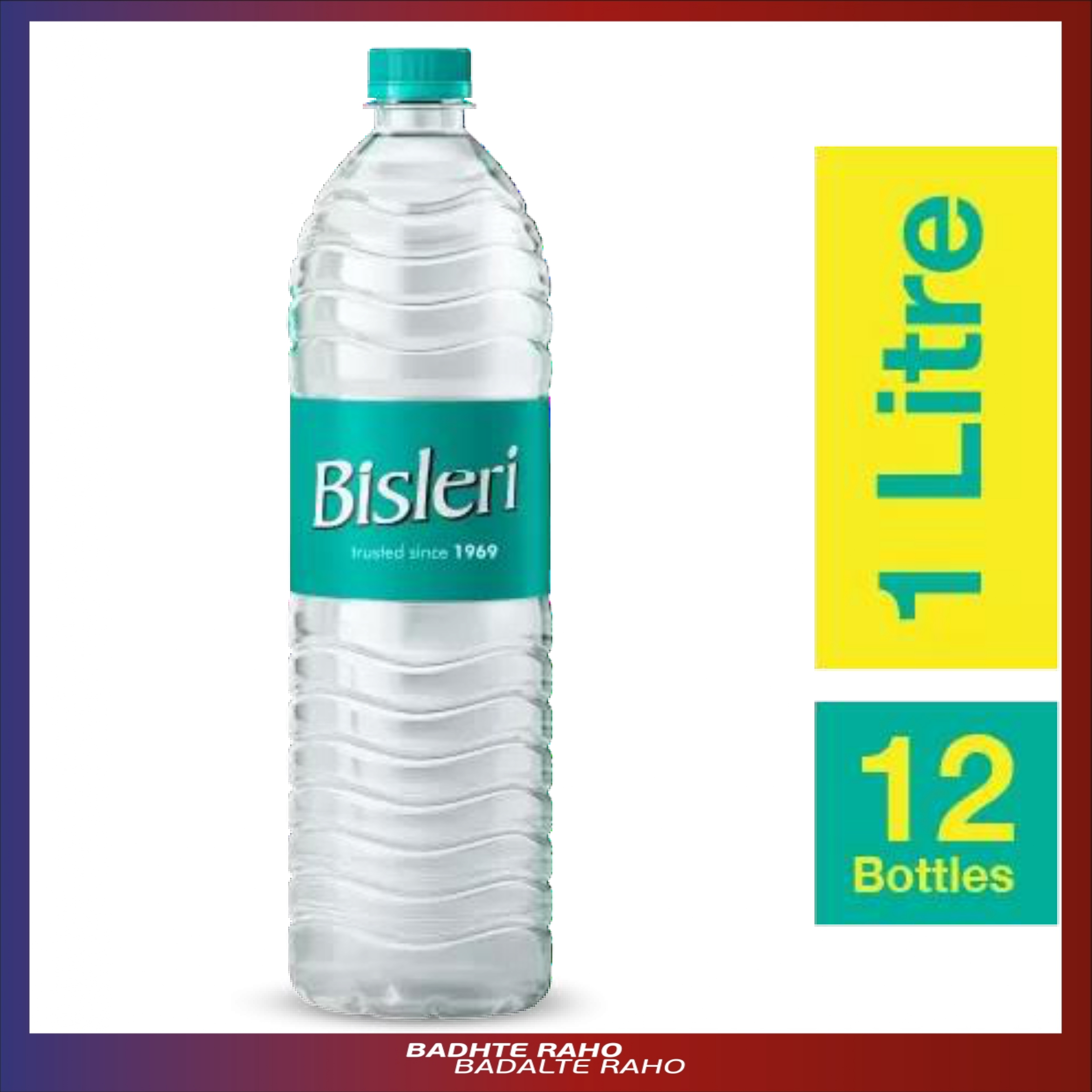 Bisleri 1 L Packaged Drinking Water Case of 12 Bottles