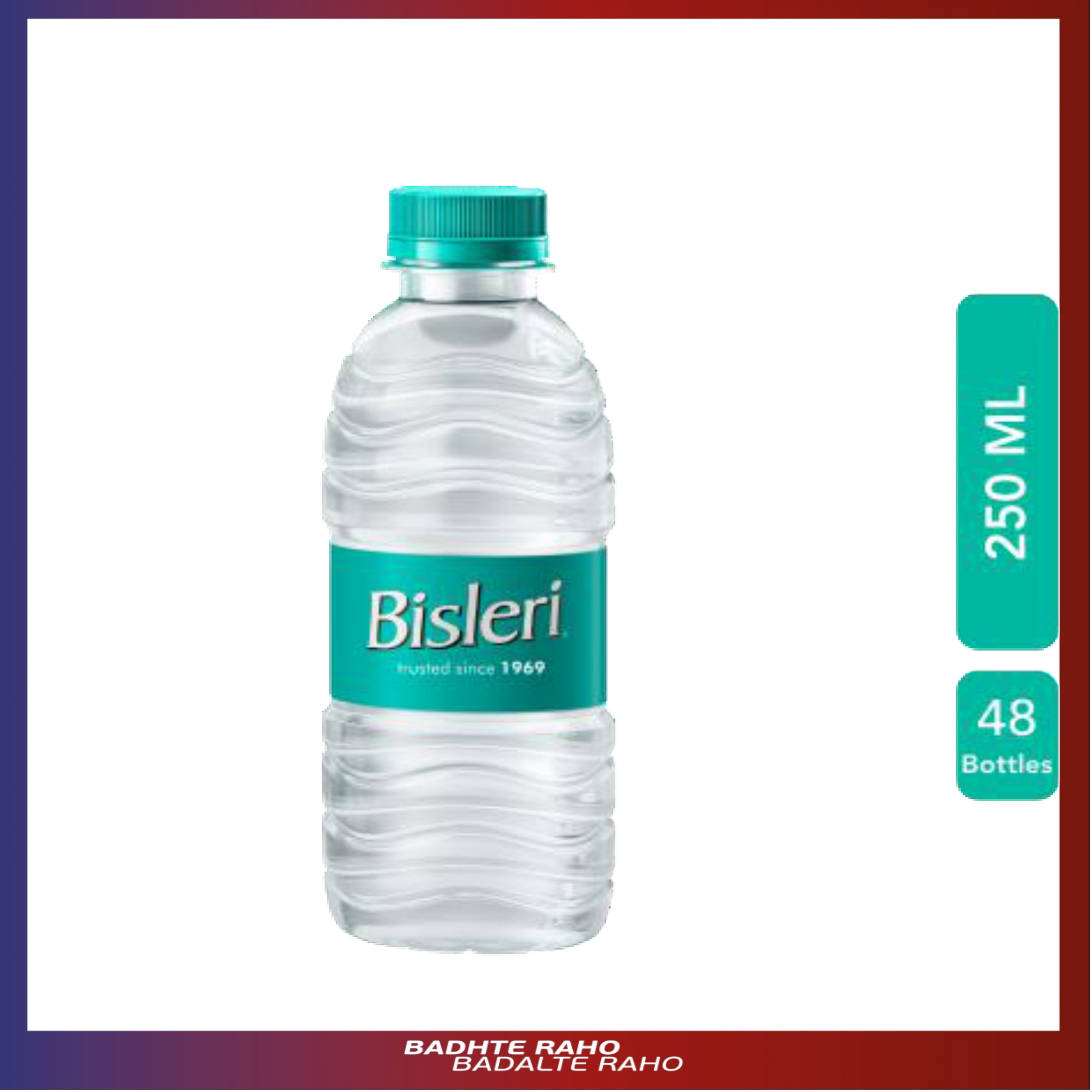 Bisleri 250 ML Packaged Drinking Water Case of 48 Bottles