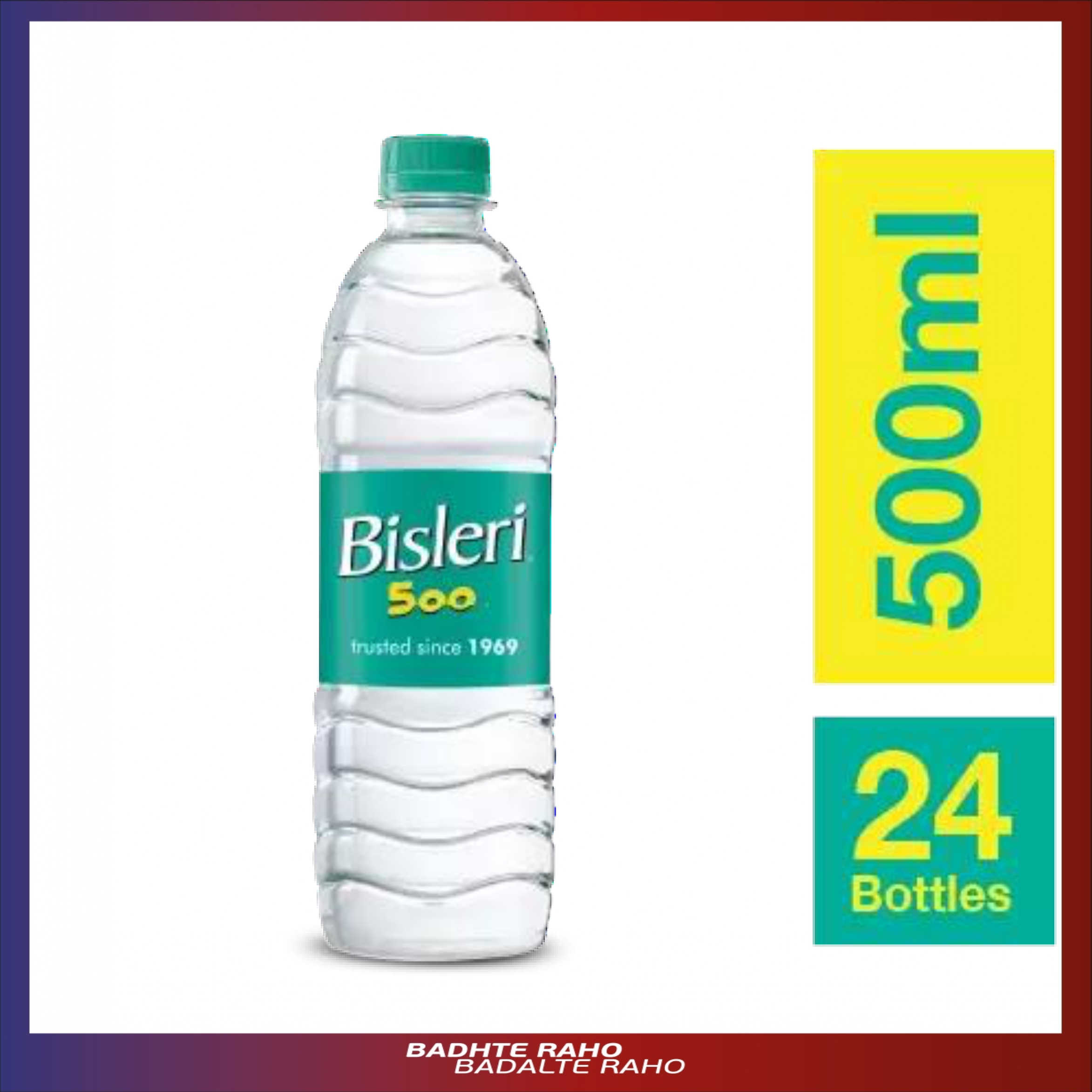 Bisleri 500 ML Packaged Drinking Water Case of 24 Bottles