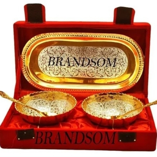 Golden Polished Designer Round Bowl Set