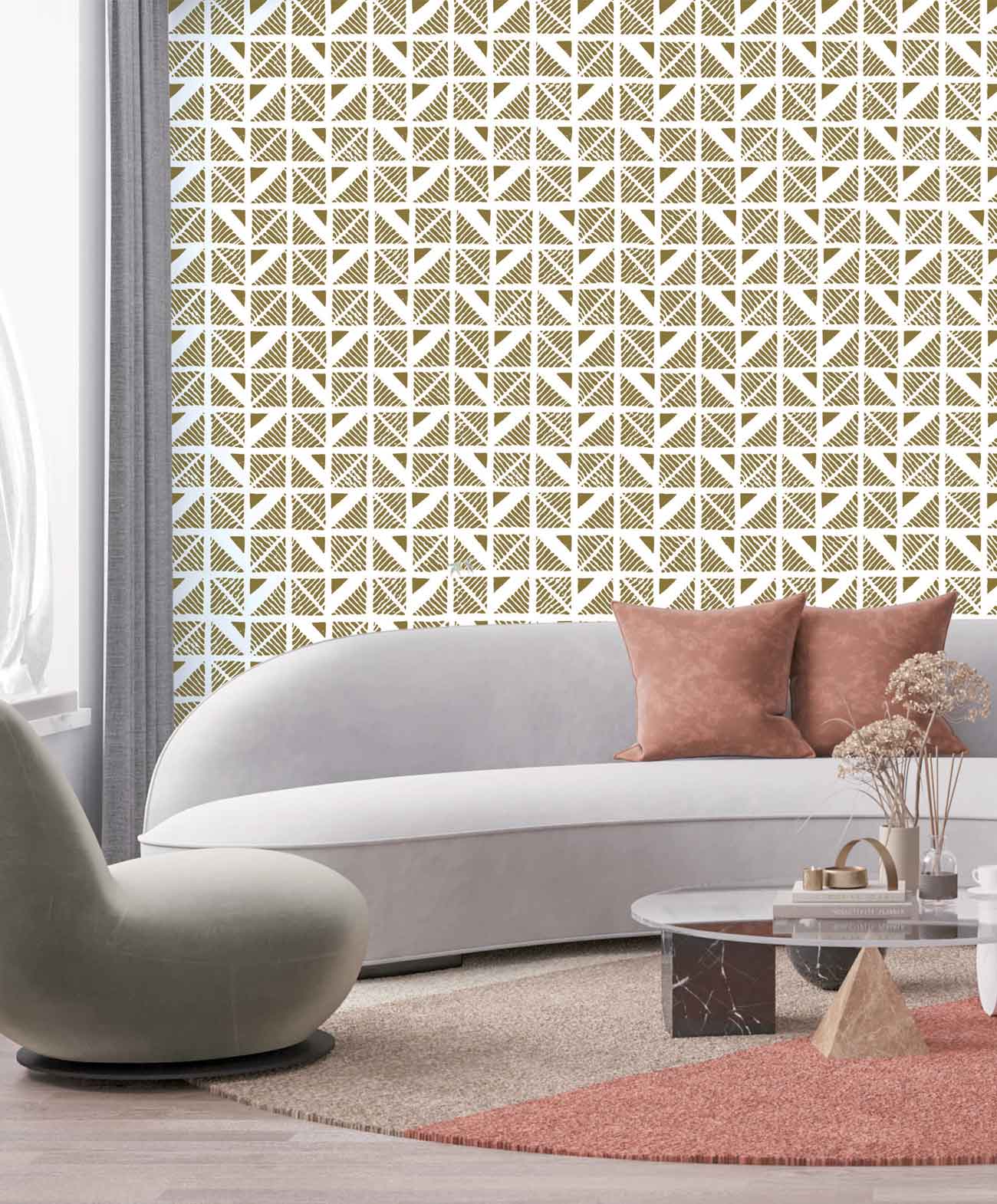 Geometric Tribal Pattern Wallpaper - Material: Non-Woven