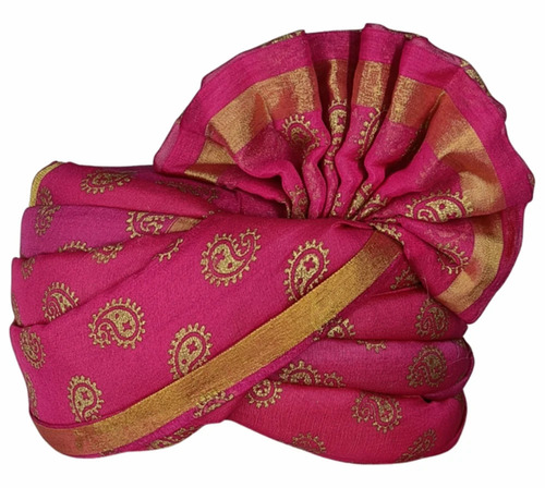 Magenta Pink Floral Print Wedding Turban