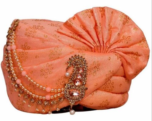 Peach Printed Wedding Turban