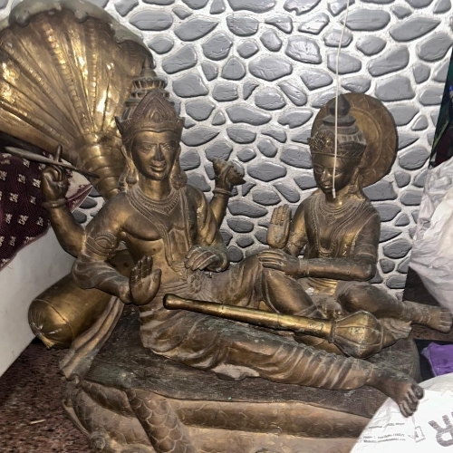 Adishesha Shaiya Vishnu Lakshmi Brass Murti Statue