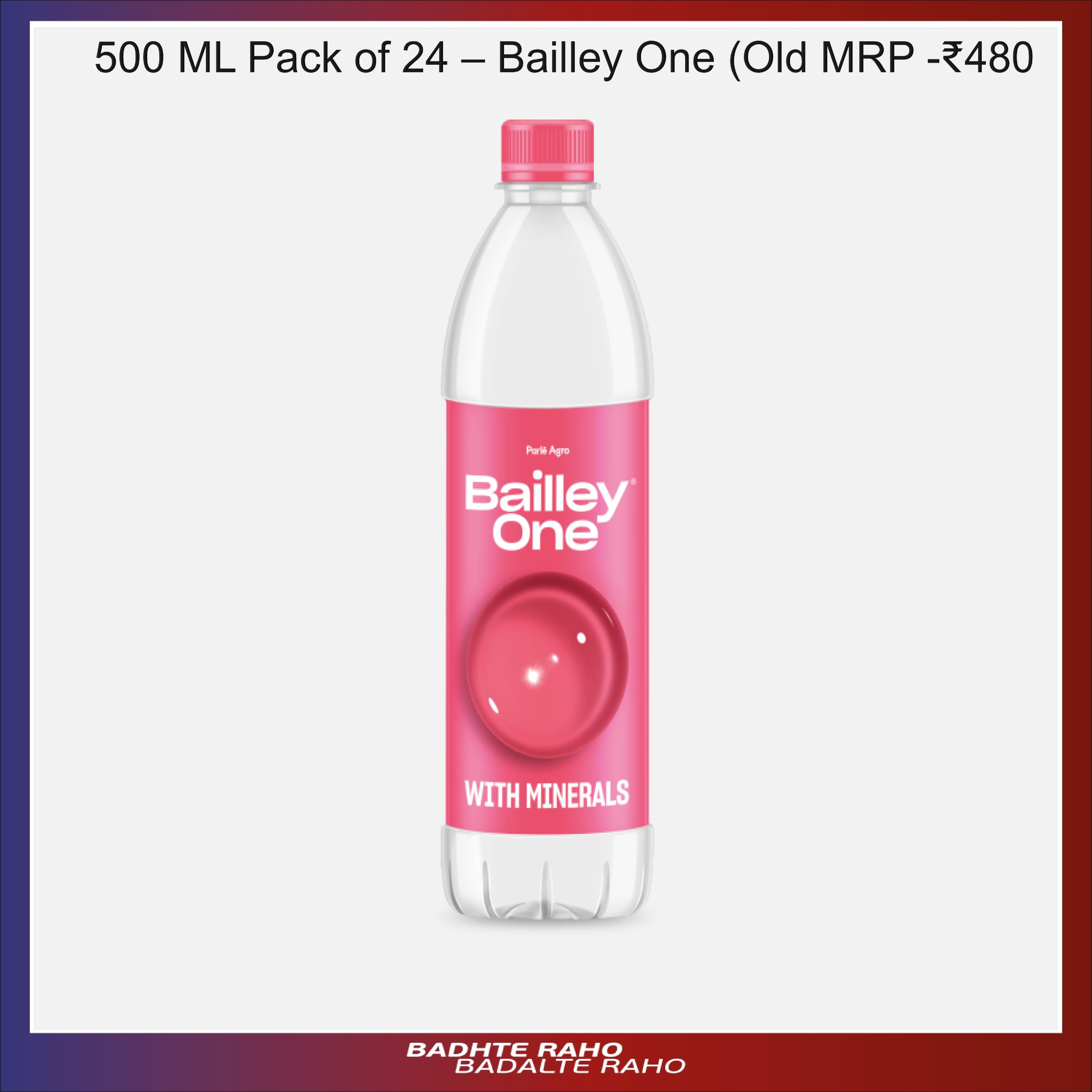 Parle Agro Bailley One Mineral Water Bottle 500 Ml Pack Of 24