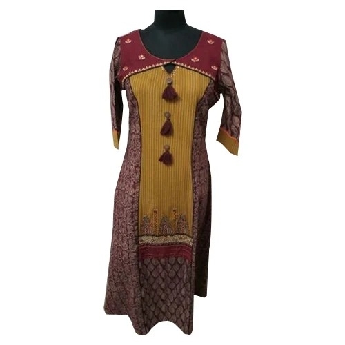 Round Neck Cotton Party Wear Kurti