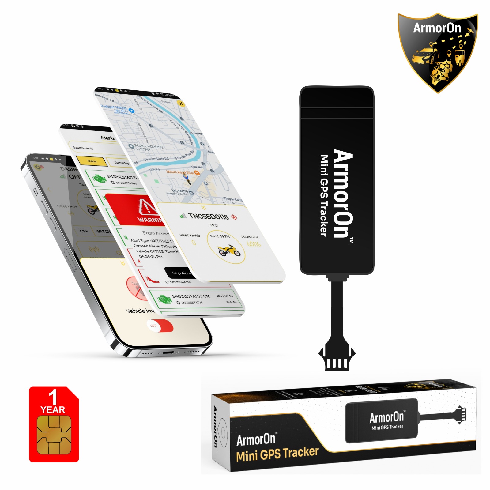 Armoron Anti-Theft Gps Tracking System - Battery Backup: 30 Minutes