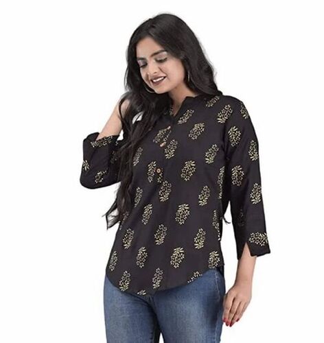 Black Printed Women Tops
