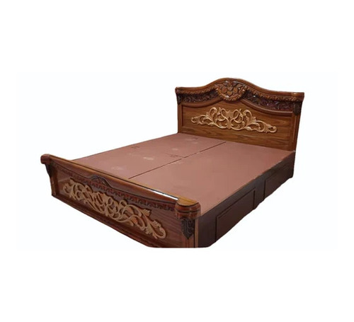 Brown Teak Wood Double Bed