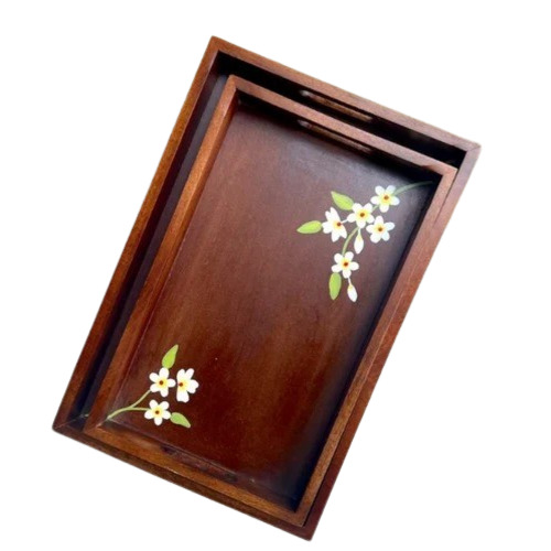 Brown Wooden Serving Tray By Raja Enterprises