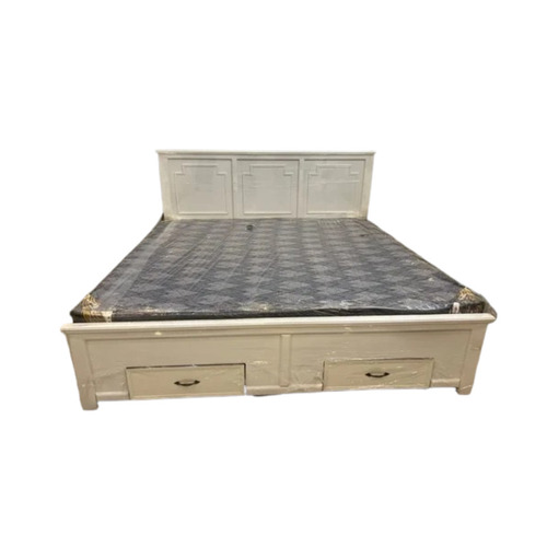 Cream Oak Wood Double Bed