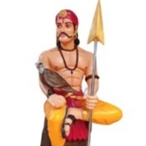 Fiber Sardar Sarvai Papanna Goud Statue - Color: Warm Ivory And Yellow