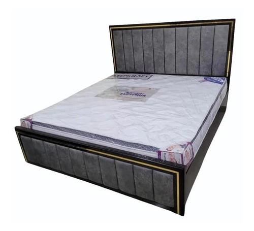 Grey Teak Wood Double Bed