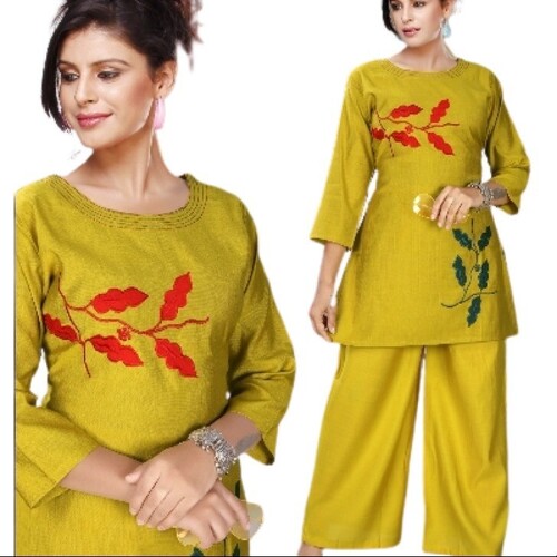 Embroidered Co Ord Set - Color: Yellow