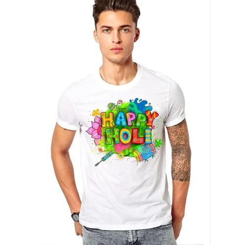 Holi White Printed T Shirt - Gender: Unisex