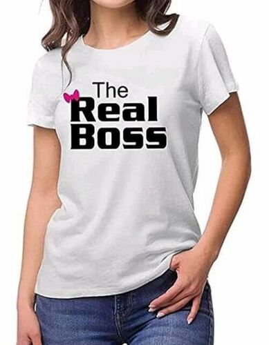 Ladies White Polyester T Shirt