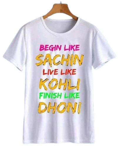 Men White Round Neck Custom T Shirt