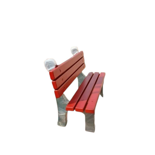 Red Backrest Concrete Bench