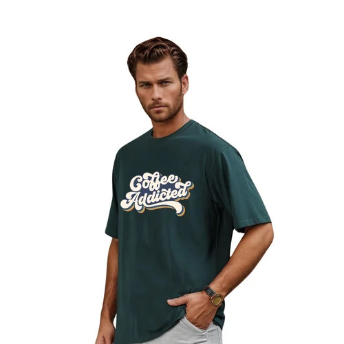 Casual Wear Men Typography Round Neck Polyester T-Shirt