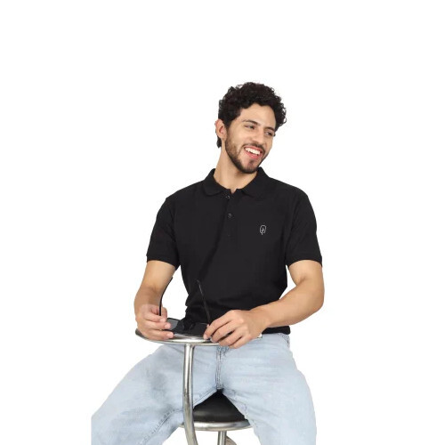 Half Sleeves Men Solid Polo Neck Pure Cotton T-Shirt