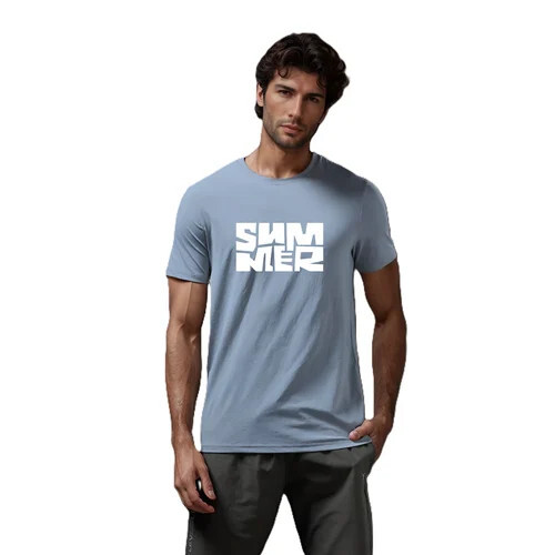 Men Printed Round Neck Polyester T-Shirt