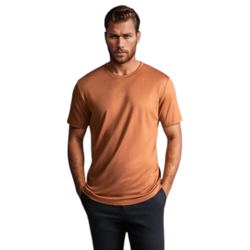 Men Solid Round Neck Polyester T-Shirt