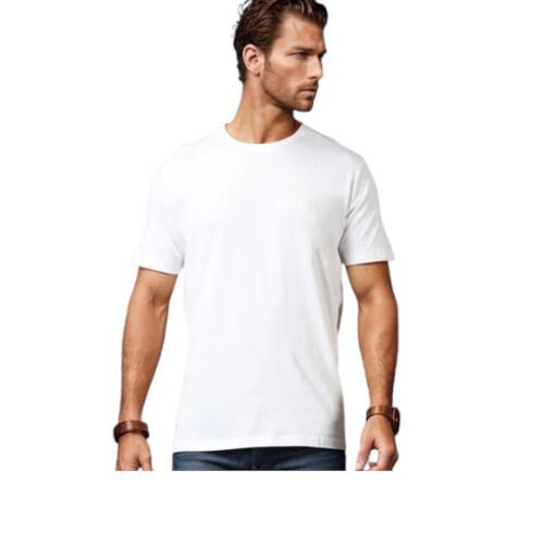 Plain White Round Neck Men T Shirt