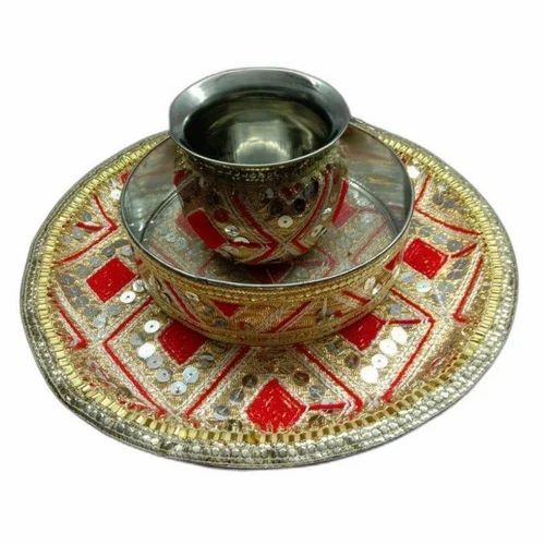 Steel Round Karwa Chauth Thali Set