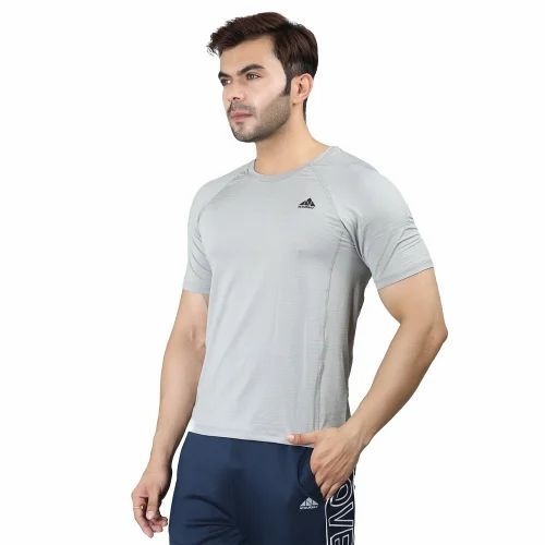 Men Grey Polyester T Shirt