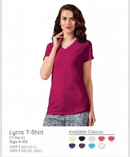 Plain Lycra T Shirt For Ladies