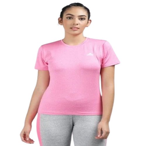 Women Polyester Pink T- Shirt