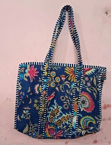 Blue Cotton Quilted Handbags