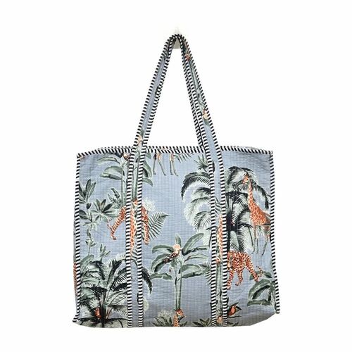 Gray Cotton Quilted Handbags