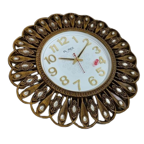 Golden Analog Plastic Wall Clock